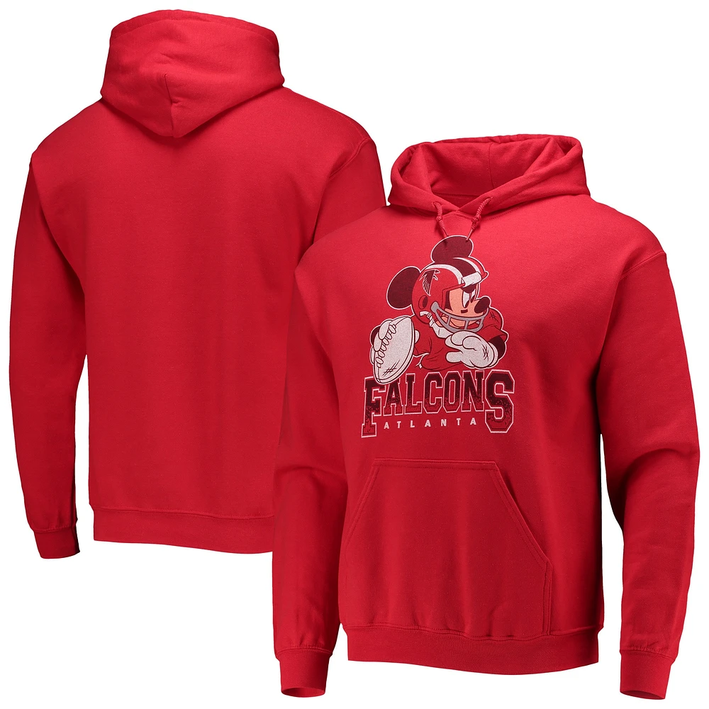 Men's Junk Food Red Atlanta Falcons Disney Mickey Quarterback Pullover Hoodie