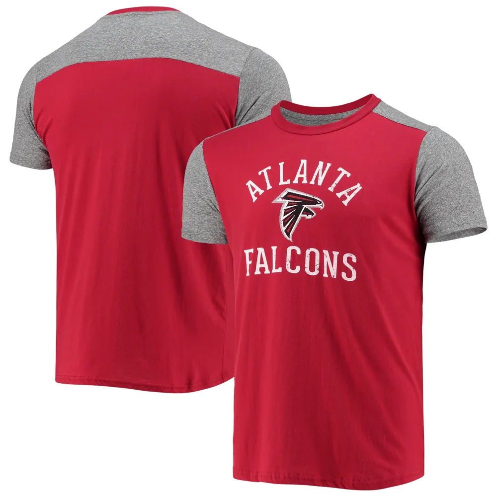 Majestic Threads - T-shirt flammé pour homme des Falcons d'Atlanta, rouge/gris