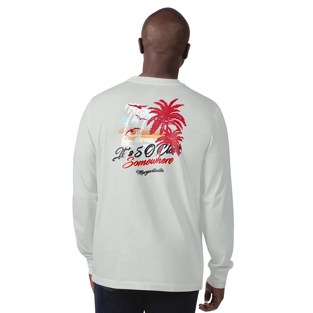 T-shirt à manches longues pour homme Margaritaville Grey Atlanta Falcons It's Five O'Clock Somewhere