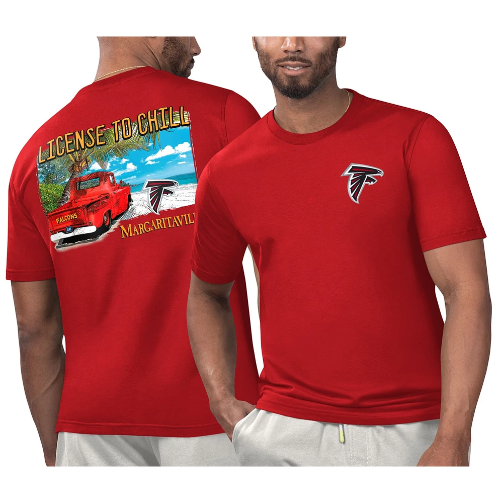 T-shirt Margaritaville Red Atlanta Falcons pour hommes sous licence se détendre