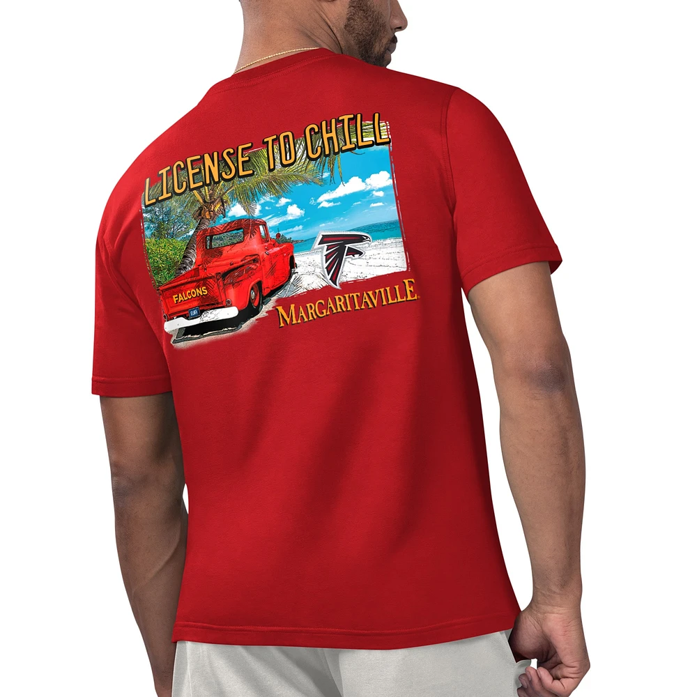 T-shirt Margaritaville Red Atlanta Falcons pour hommes sous licence se détendre