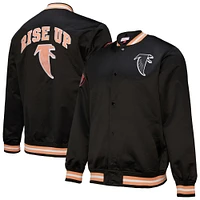 Veste zippée complète en satin noir Atlanta Falcons Double Down Varsity pour homme