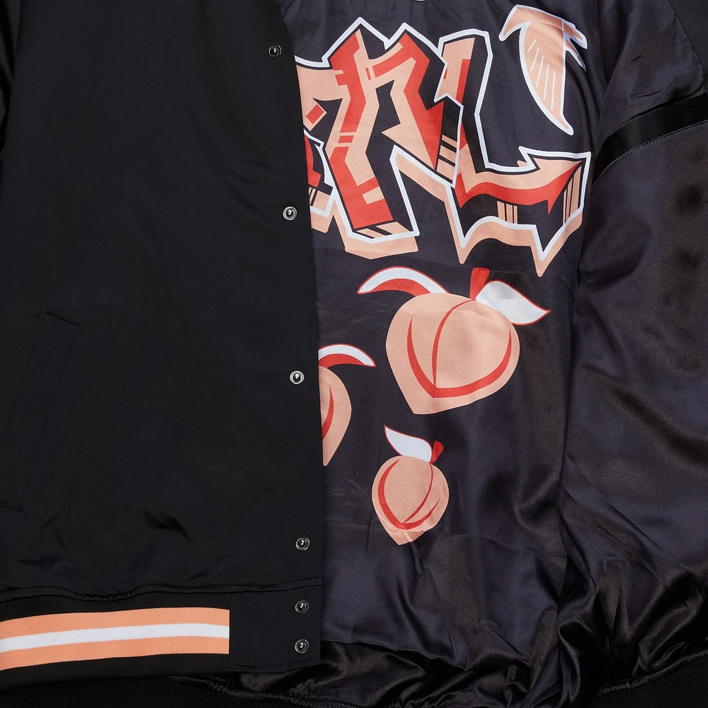 Veste zippée complète en satin noir Atlanta Falcons Double Down Varsity pour homme
