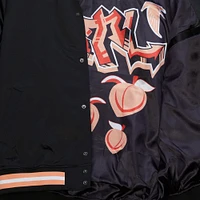 Veste zippée complète en satin noir Atlanta Falcons Double Down Varsity pour homme