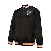 Veste zippée complète en satin noir Atlanta Falcons Double Down Varsity pour homme