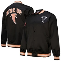 Veste zippée complète en satin noir Atlanta Falcons Double Down Varsity pour homme