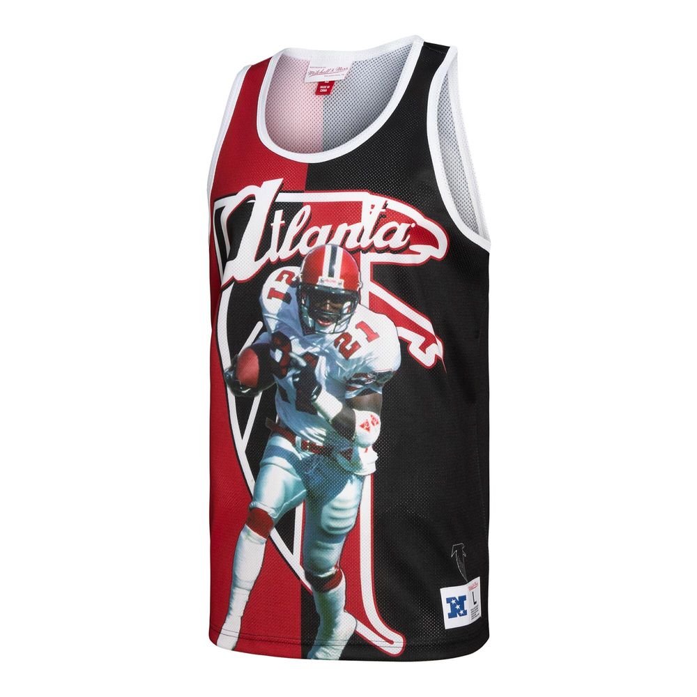 Men's Mitchell & Ness Deion Sanders Black/Red Atlanta Falcons Player - Tank Top