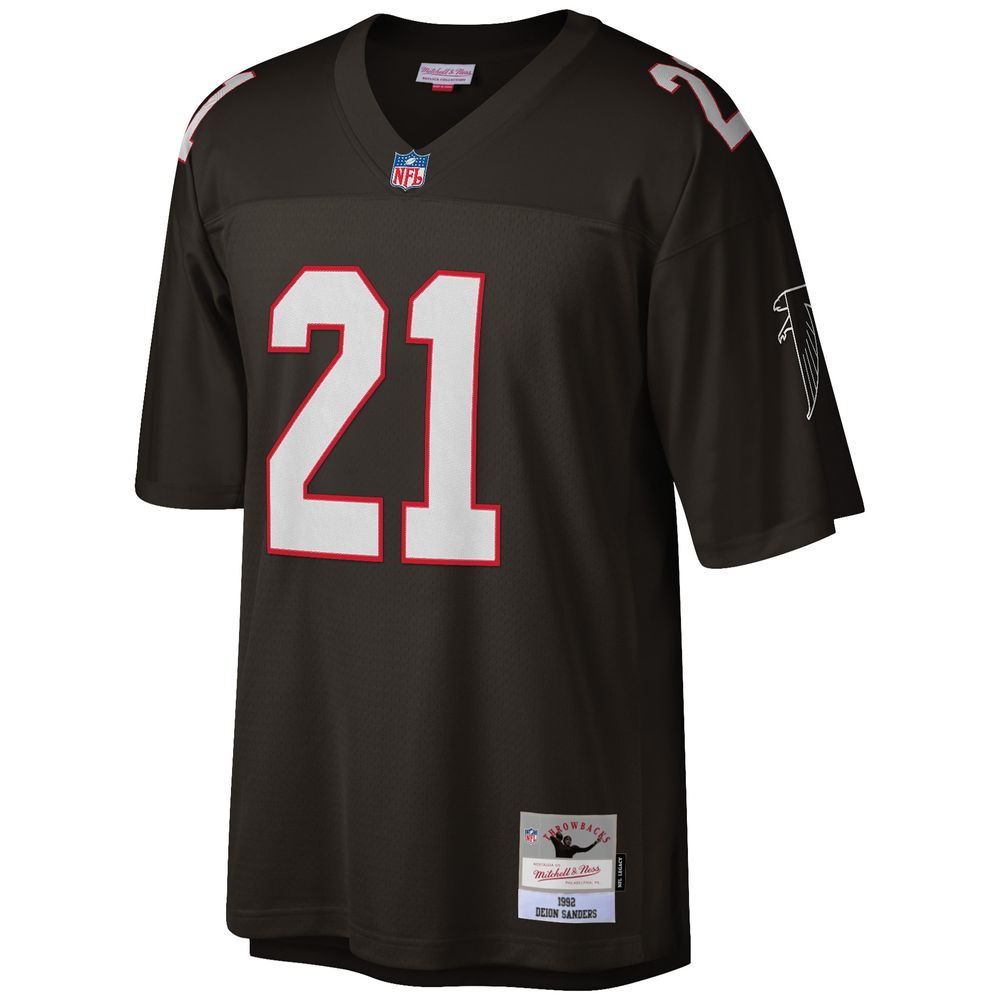 Men's Mitchell & Ness Deion Sanders Black Atlanta Falcons Big Tall 1992 Retired Player Replica Jersey