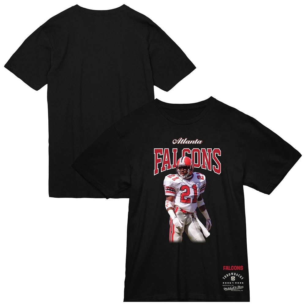 T-shirt Mitchell & Ness pour homme Deion Sanders, joueur retraité des Falcons d'Atlanta, noir