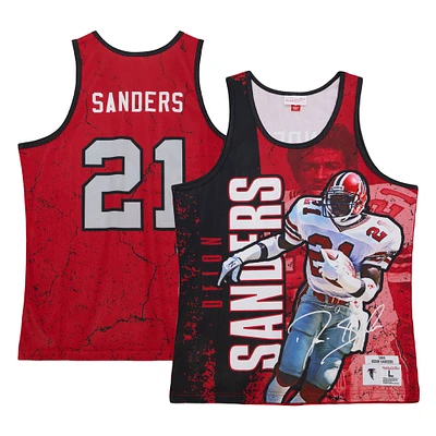 Débardeur rouge Mitchell & Ness Deion Sanders pour hommes des Atlanta Falcons 1989 Player Burst