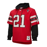 Sweat à capuche rouge pour homme Mitchell & Ness Deion Sanders avec nom et numéro de joueur des Falcons d'Atlanta Legacy Jersey
