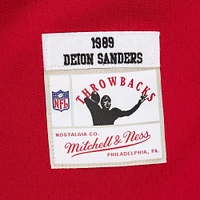 Sweat à capuche rouge pour homme Mitchell & Ness Deion Sanders avec nom et numéro de joueur des Falcons d'Atlanta Legacy Jersey