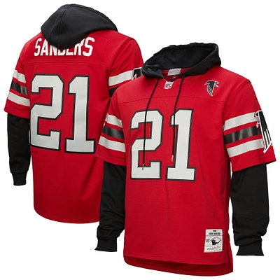 Sweat à capuche rouge pour homme Mitchell & Ness Deion Sanders avec nom et numéro de joueur des Falcons d'Atlanta Legacy Jersey