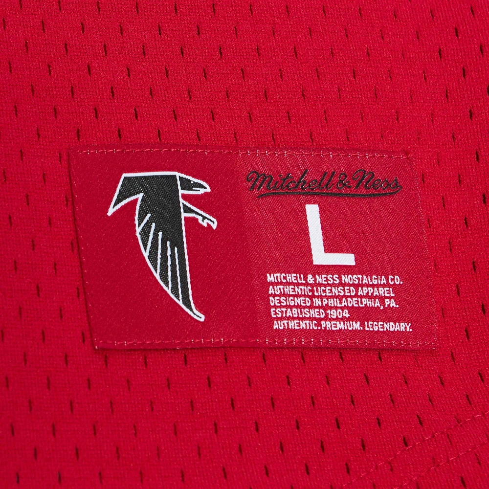 Haut en maille rouge pour homme avec nom et numéro de joueur retraité des Falcons d'Atlanta Mitchell & Ness Deion Sanders