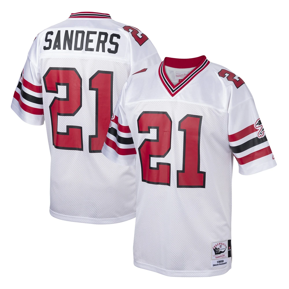 Maillot de joueur retraité authentique Mitchell & Ness Deion Sanders des Atlanta Falcons blanc