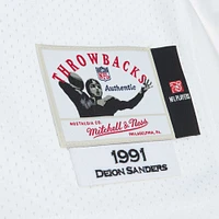 Maillot de joueur retraité authentique Mitchell & Ness Deion Sanders des Atlanta Falcons 1991 blanc