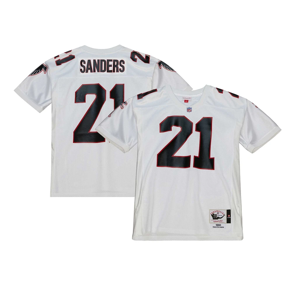 Maillot de joueur retraité authentique Mitchell & Ness Deion Sanders des Atlanta Falcons 1991 blanc