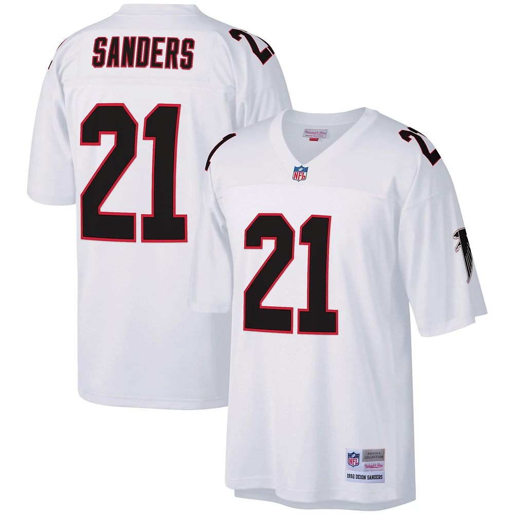 Maillot Homme Mitchell & Ness Deion Sanders Blanc Atlanta Falcons Legacy Replica