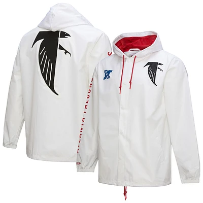 Men's Mitchell & Ness  White Atlanta Falcons Vintage Logo Coaches Full-Snap Hoodie Jacket