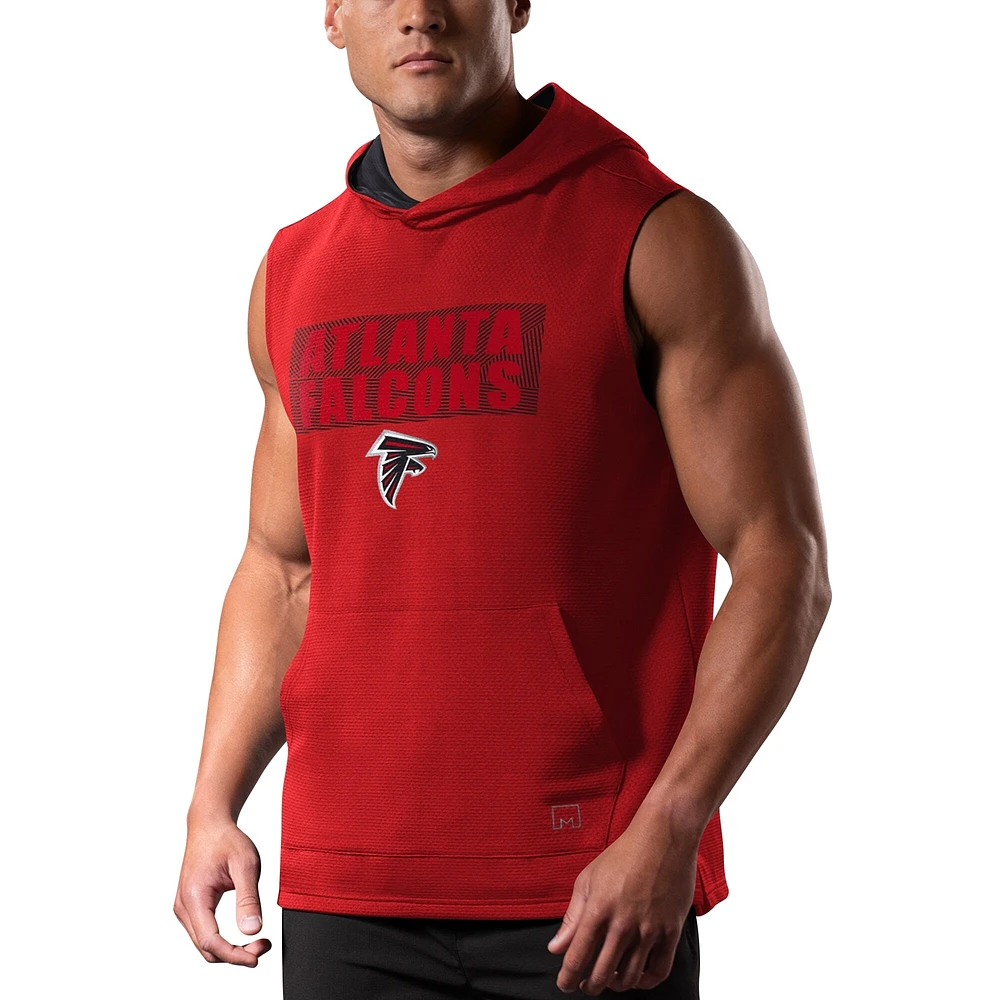 Sweat à capuche sans manches MSX by Michael Strahan pour hommes, rouge, Atlanta Falcons Marathon