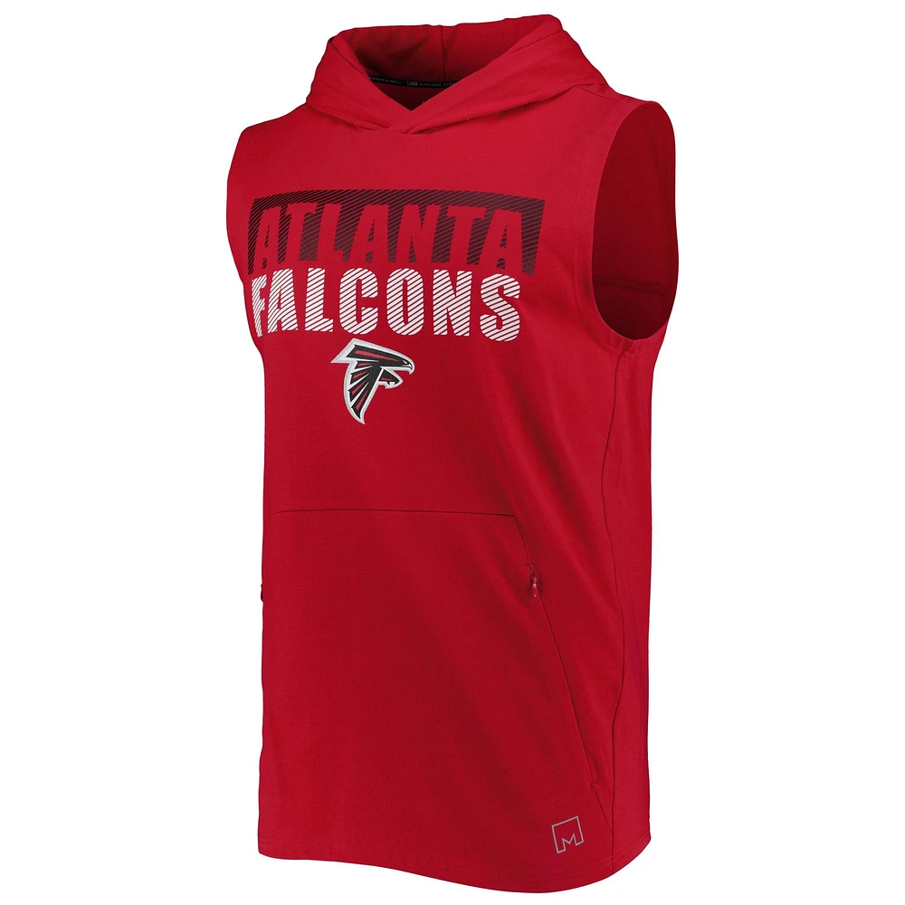 Men's MSX by Michael Strahan Red Atlanta Falcons Relay Sleeveless Pullover Hoodie