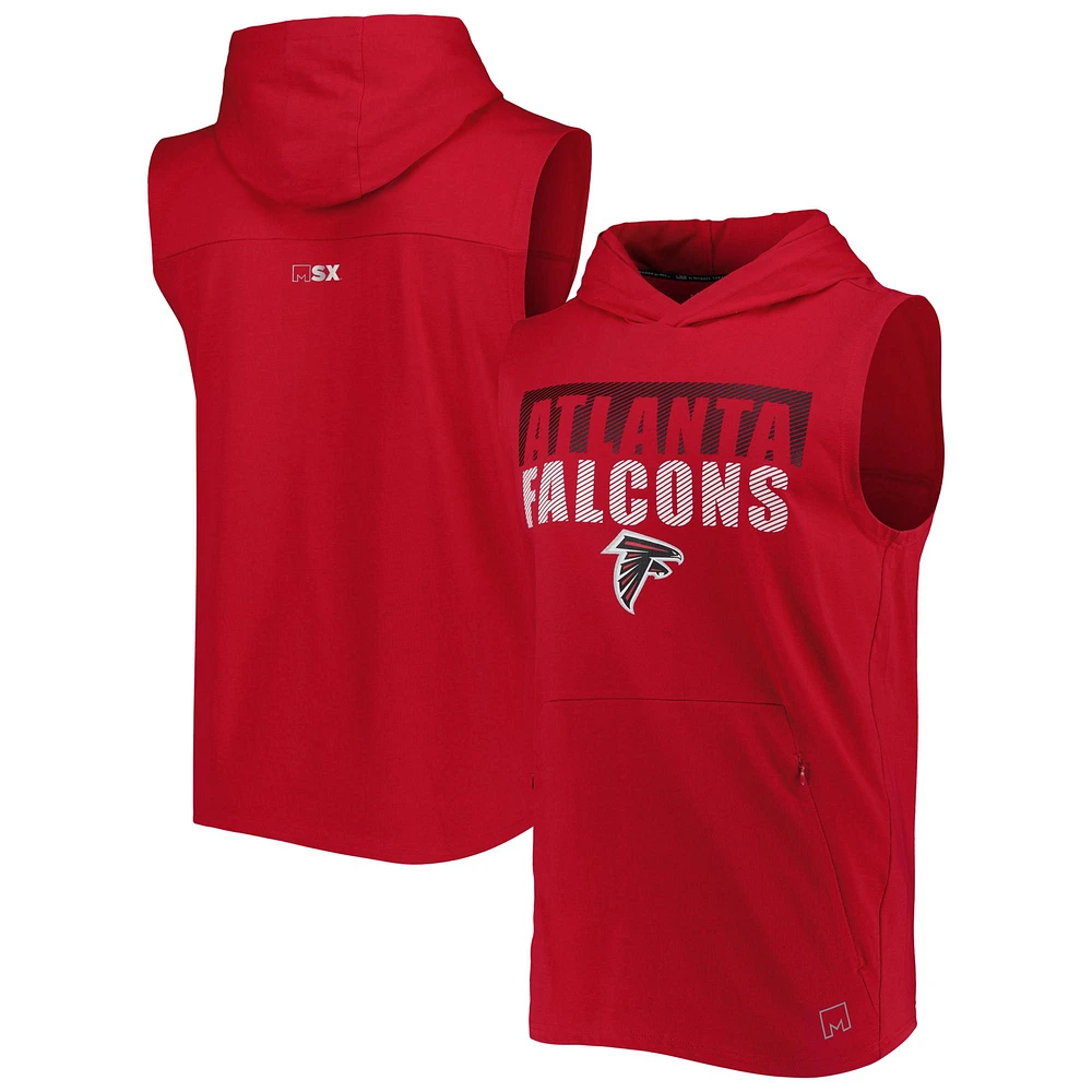 Men's MSX by Michael Strahan Red Atlanta Falcons Relay Sleeveless Pullover Hoodie