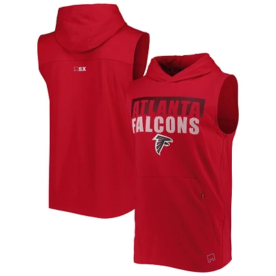 Men's MSX by Michael Strahan Red Atlanta Falcons Relay Sleeveless Pullover Hoodie