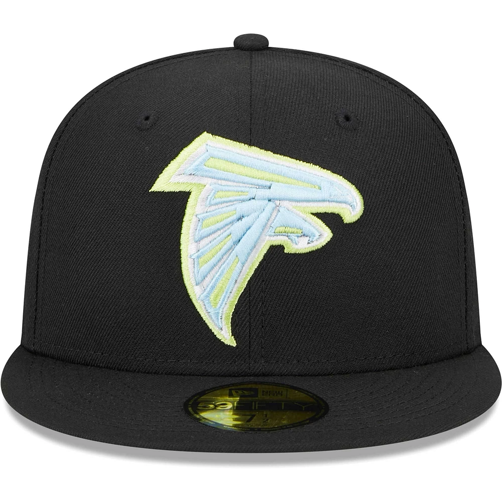 Casquette ajustée multi 59FIFTY des Atlanta Falcons New Era noire pour hommes