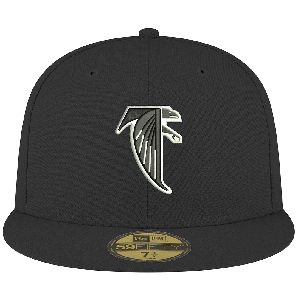 Men's New Era Black Atlanta Falcons Omaha Throwback 59FIFTY Fitted Hat