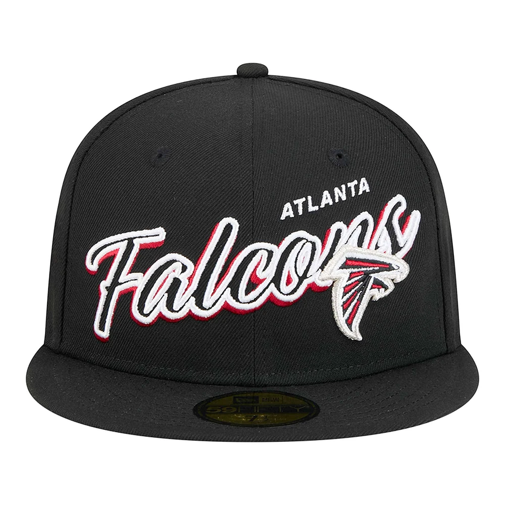 Men's New Era Black Atlanta Falcons  Script Sided 59FIFTY Fitted Hat