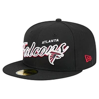 Men's New Era Black Atlanta Falcons  Script Sided 59FIFTY Fitted Hat