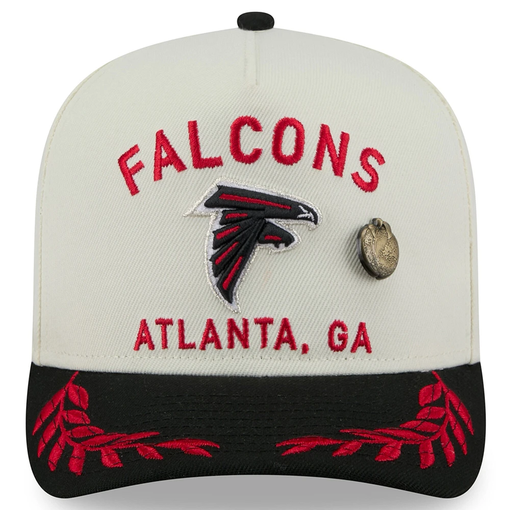 Men's New Era Cream/Black Atlanta Falcons 2025 NFL Draft A-Frame 59FIFTY Fitted Hat