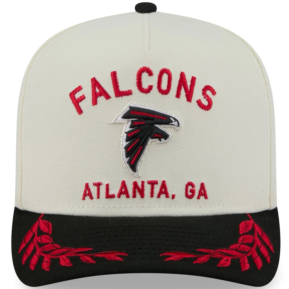 Casquette snapback A-Frame 9FIFTY pour homme New Era crème/noir Atlanta Falcons, draft NFL 2025