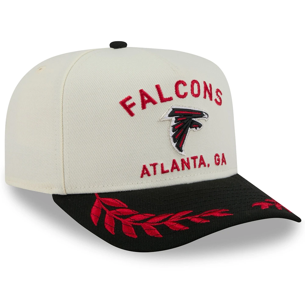 Casquette snapback A-Frame 9FIFTY pour homme New Era crème/noir Atlanta Falcons, draft NFL 2025