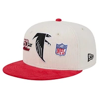 Casquette ajustée 59FIFTY en velours côtelé rétro des Falcons d'Atlanta de New Era pour homme, couleur crème/rouge