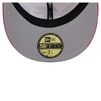 Casquette ajustée 59FIFTY en velours côtelé rétro des Falcons d'Atlanta de New Era pour homme, couleur crème/rouge