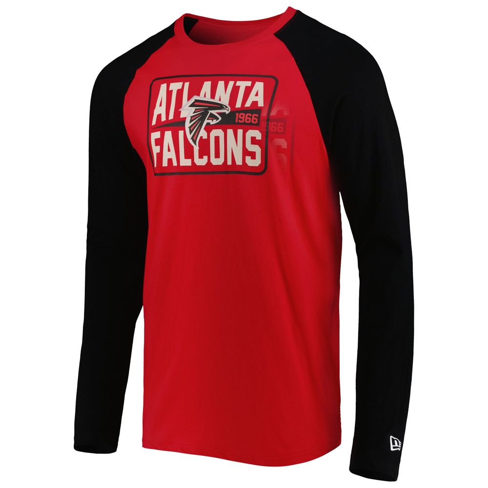 Men's New Era Red Atlanta Falcons Current Raglan Long Sleeve T-Shirt