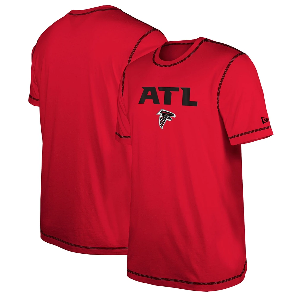 Men's New Era  Red Atlanta Falcons Third Down Puff Print T-Shirt