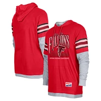 T-shirt à capuche manches longues Twofer rouge Atlanta Falcons New Era pour homme