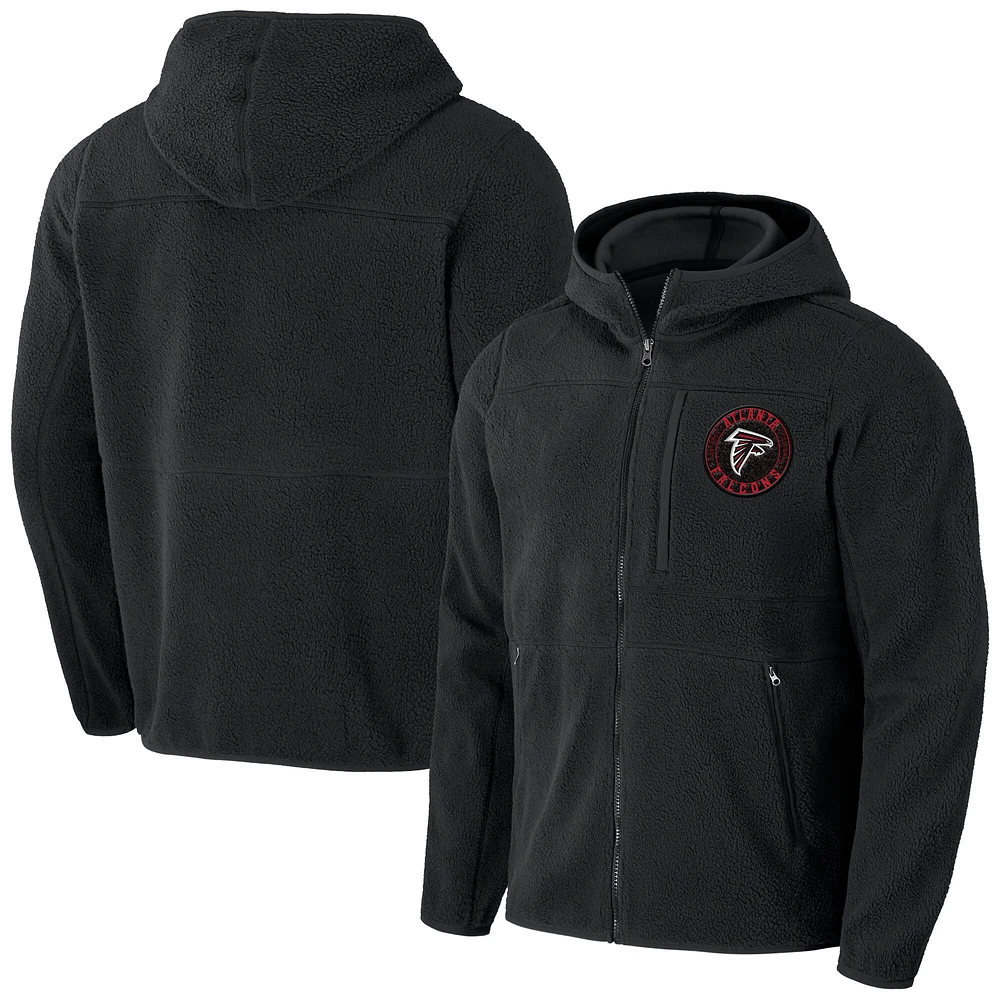 Sweat à capuche zippé en sherpa noir Atlanta Falcons pour homme de la collection NFL x Darius Rucker par Fanatics