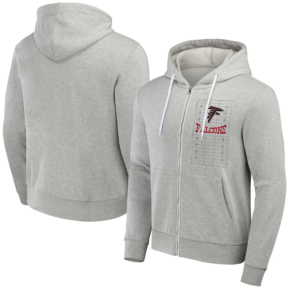 Sweat à capuche entièrement zippé pour homme de la collection NFL x Darius Rucker Fanatics, gris chiné, Atlanta Falcons