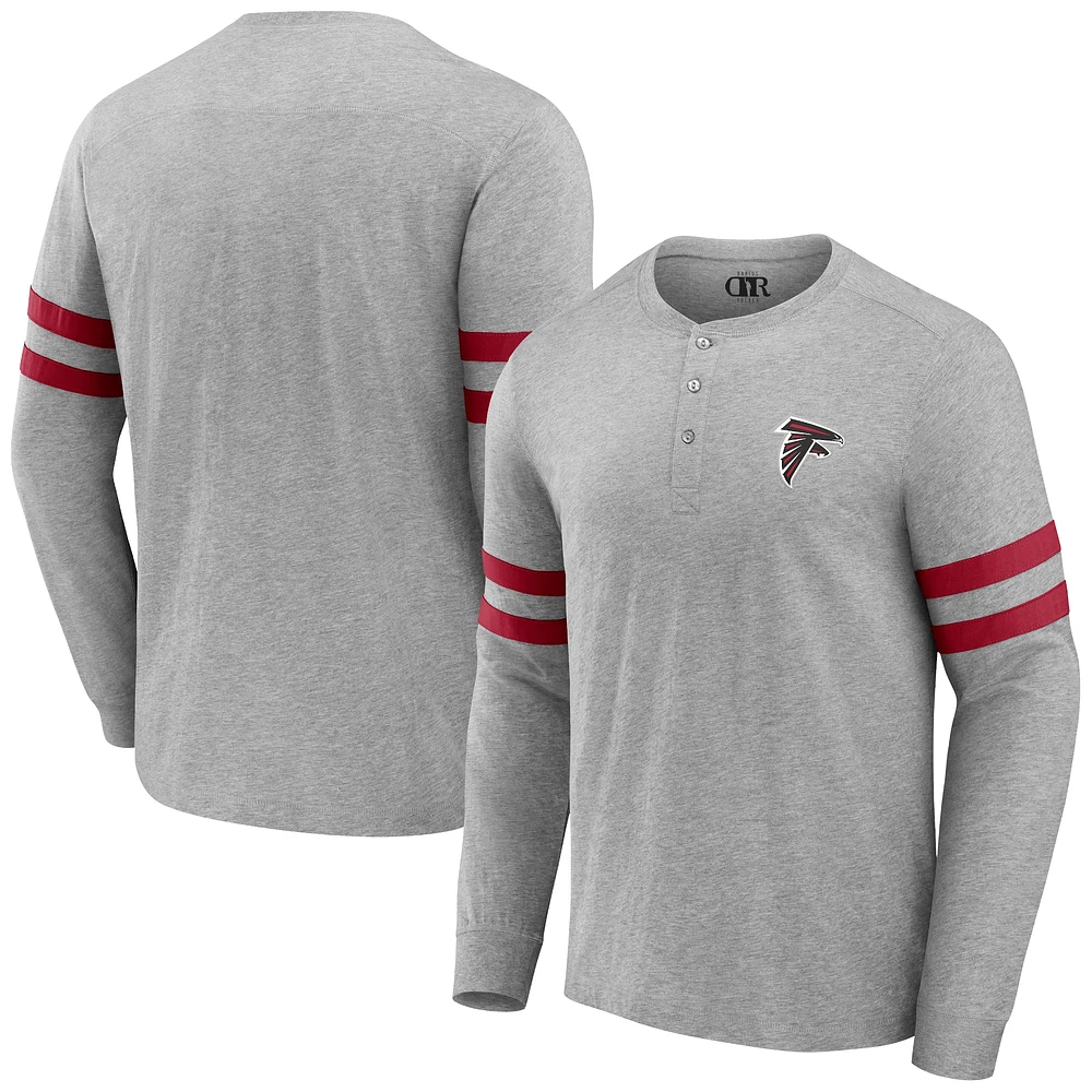 T-shirt à manches longues Henley gris chiné pour homme de la collection NFL x Darius Rucker Fanatics Atlanta Falcons