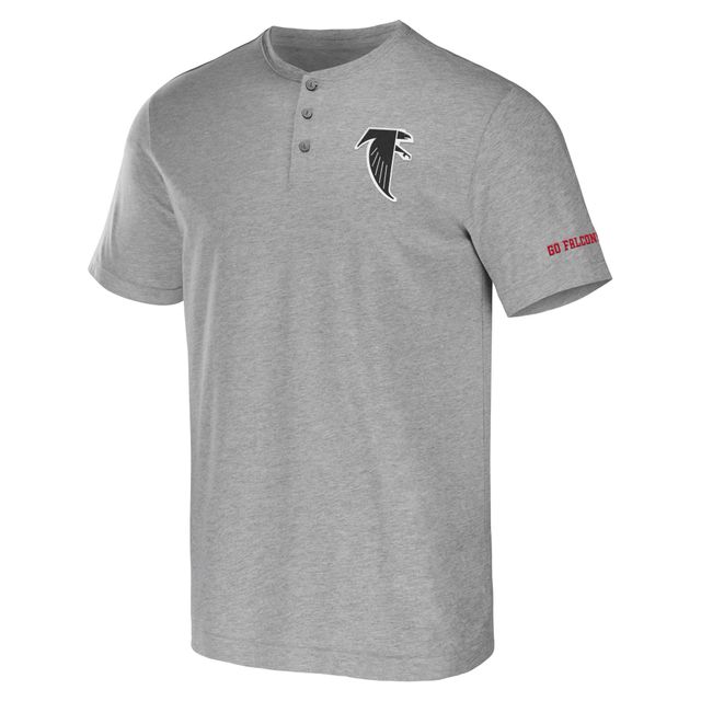 Collection NFL x Darius Rucker pour hommes par Fanatics T-shirt Henley des Falcons d'Atlanta gris chiné