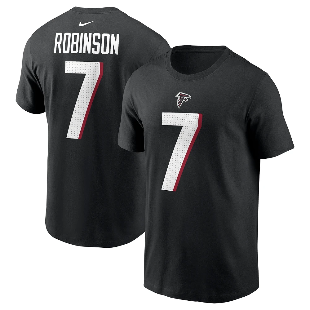 T-shirt Nike Bijan Robinson pour homme avec nom et numéro de joueur des Falcons d'Atlanta noir