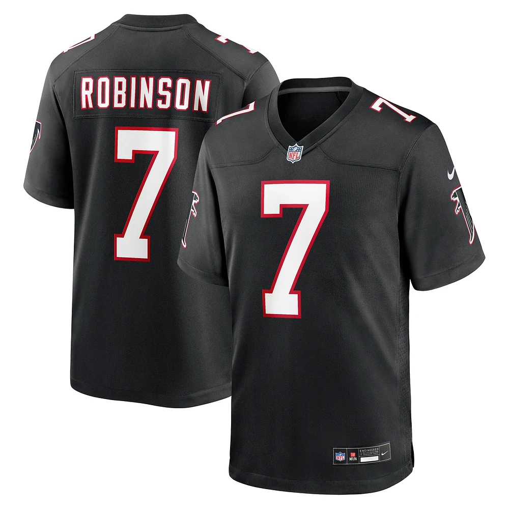 Maillot de match rétro Nike Bijan Robinson pour homme, noir, des Atlanta Falcons