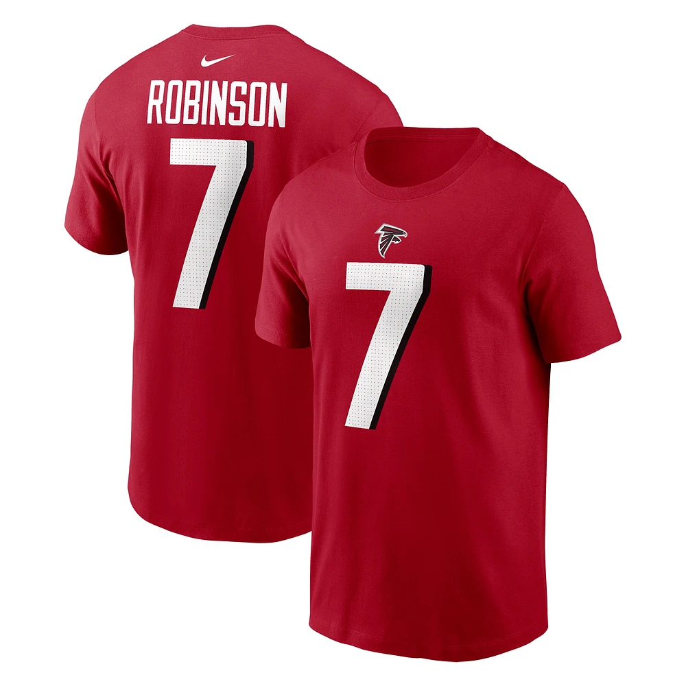 T-shirt avec nom et numéro de joueur Nike Bijan Robinson des Atlanta Falcons pour homme, rouge