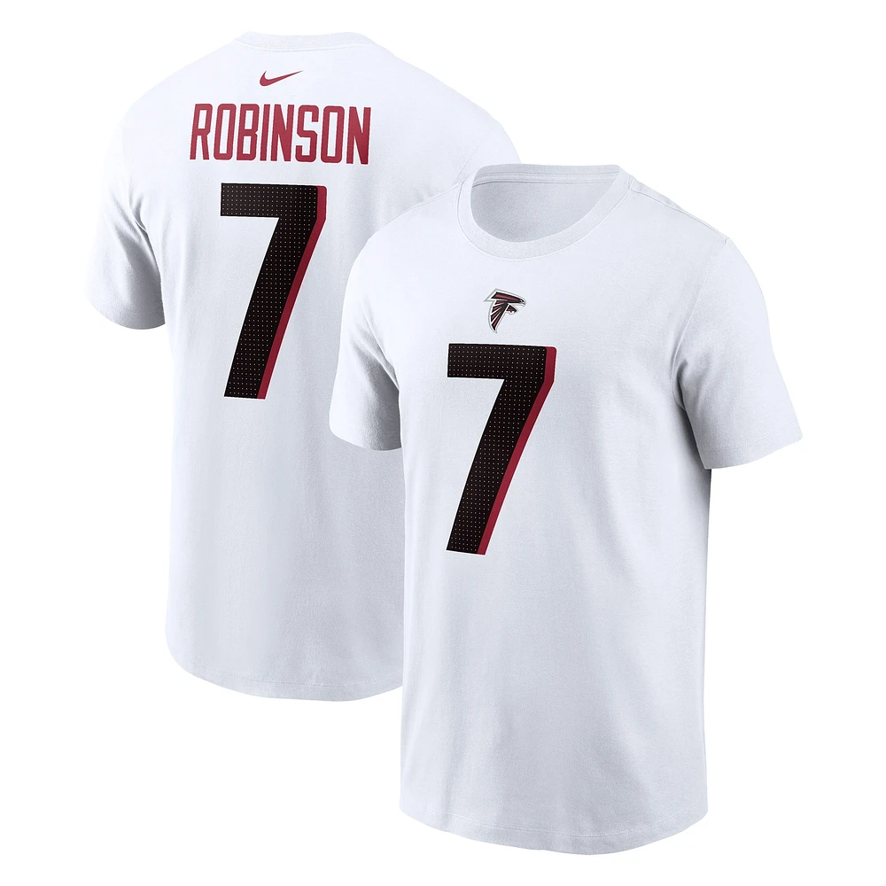 T-shirt Nike Bijan Robinson pour homme, blanc, nom et numéro du joueur des Atlanta Falcons