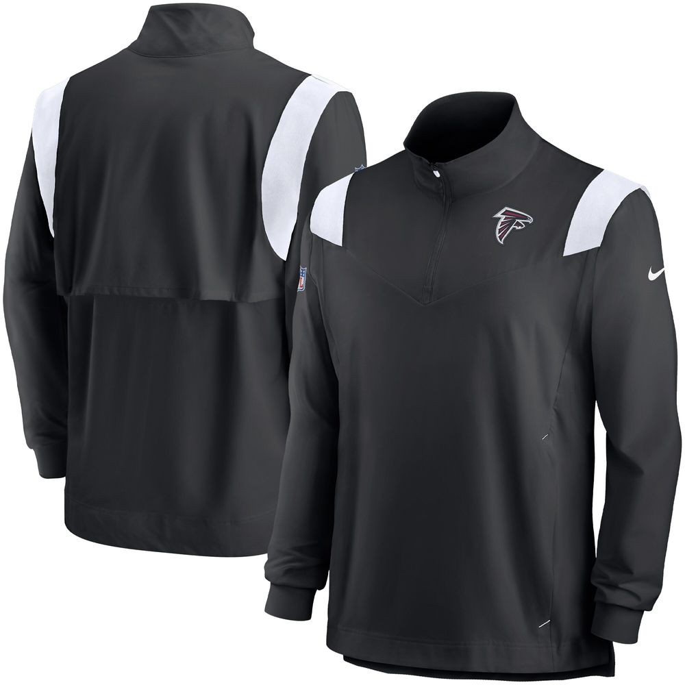 Men's Nike Black/White Atlanta Falcons Sideline Coach Chevron Lockup Quarter-Zip Long Sleeve Top