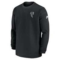 T-shirt à manches longues en tricot gaufré Nike noir Atlanta Falcons 2023 Sideline pour homme