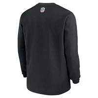 T-shirt à manches longues en tricot gaufré Nike noir Atlanta Falcons 2023 Sideline pour homme